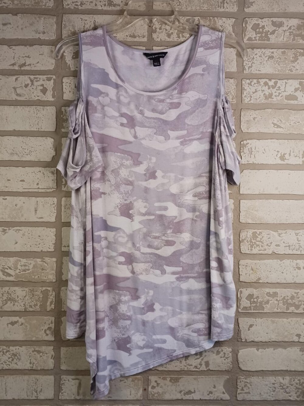 Rock & Republic Womens XL Top Camp Pink & Gray Work Shirt (Read)